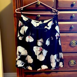 White House Black Market Black and White Floral Mini Skirt